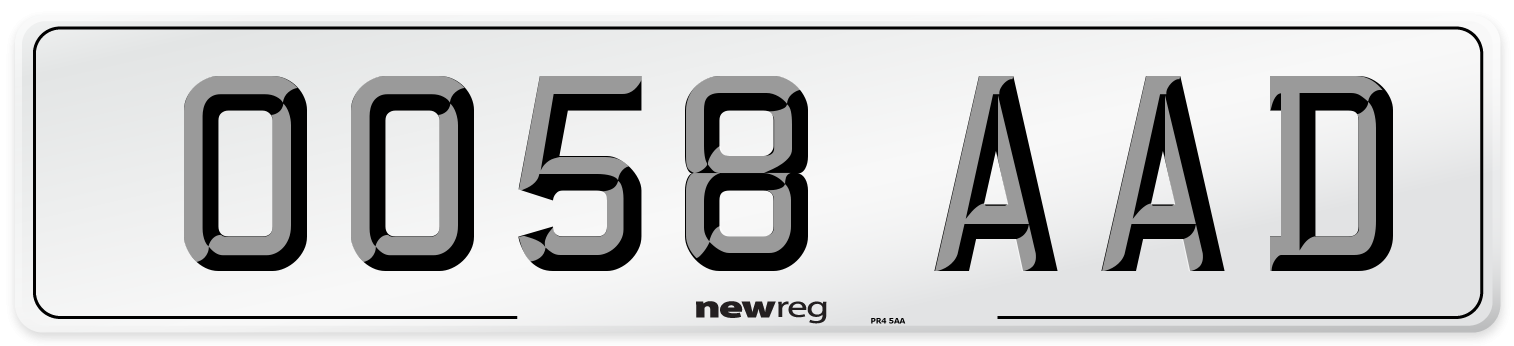 OO58 AAD Number Plate from New Reg